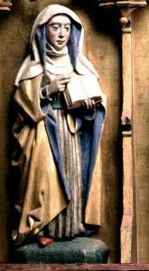 Heliga Birgitta. Från Sollentuna kyrka i Uppland, 1475.