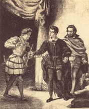 Rosencrantz and Guildenstern in the flute scene from Hamlet by Eugène Delacroix